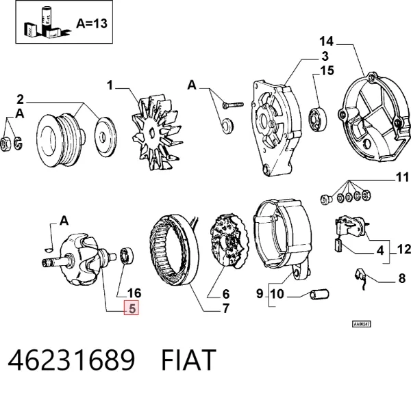 Wirnik alternatora 46231689 Fiat/Alfa/Lancia