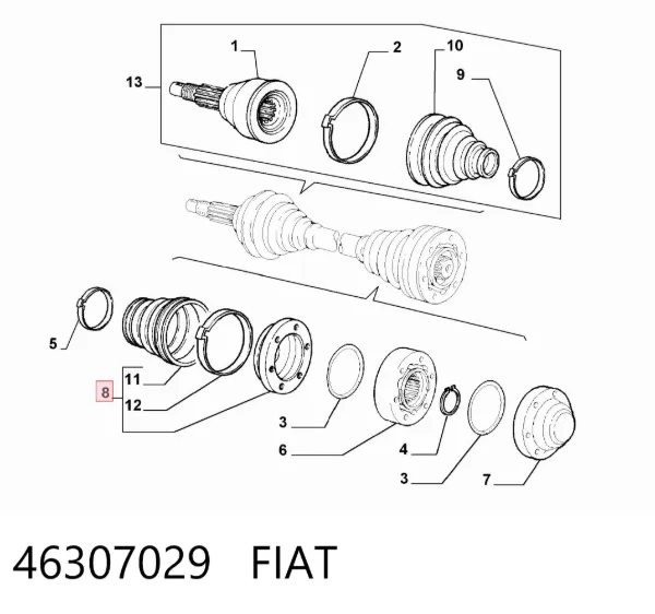 Osłona przegubu homokinetycznego półosi przedniej wewnętrzna 46307029 Fiat/Alfa/Lancia