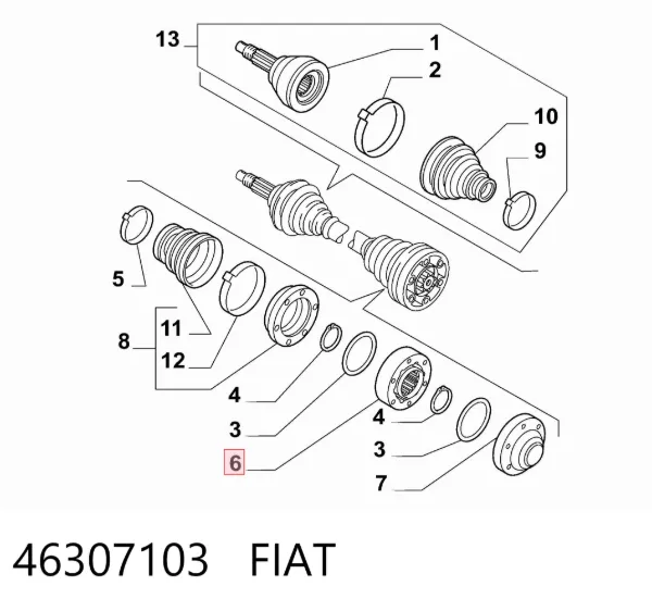 Przegub homokinetyczny przedni wewnętrzny 46307103 Fiat/Alfa/Lancia