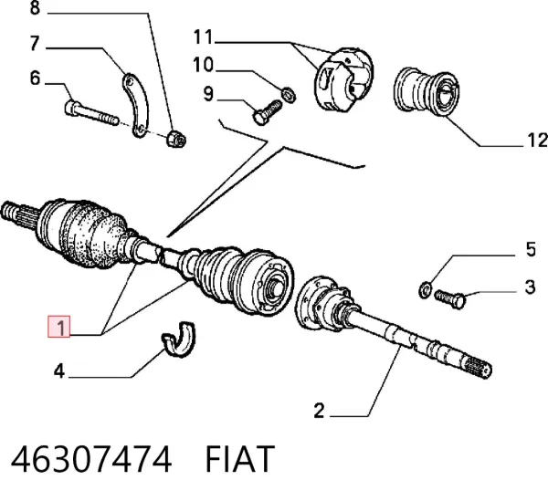 Półoś napędowa przednia prawa 46307474 Fiat/Alfa/Lancia