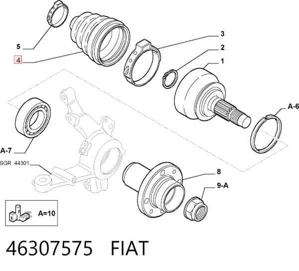 Osłona przegubu homokinetycznego półosi przedniej zewnętrzna 46307575 Fiat/Alfa/Lancia