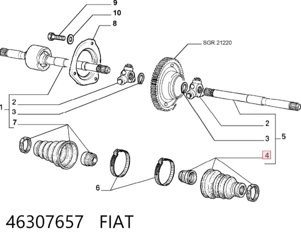 Osłona przegubu homokinetycznego półosi przedniej wewnętrzna 46307657 Fiat/Alfa/Lancia