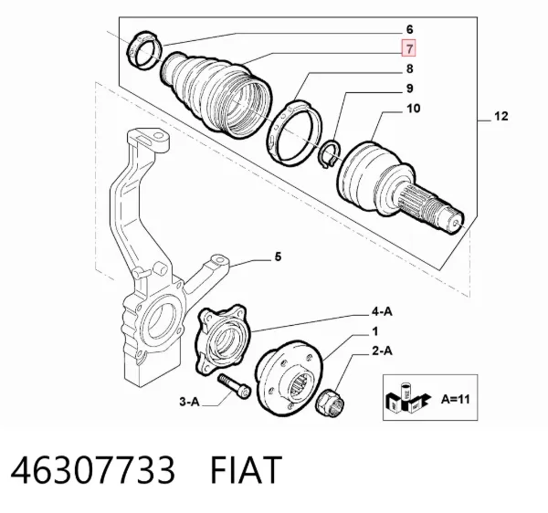 Osłona przegubu homokinetycznego półosi przedniej zewnętrzna 46307733 Fiat/Alfa/Lancia