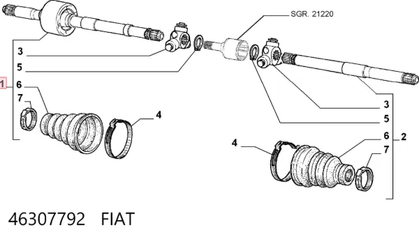 Półoś napędowa przednia prawa 46307792 Fiat/Alfa/Lancia