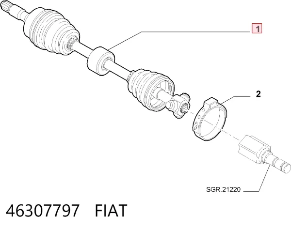 Półoś napędowa przednia prawa 46307797 Fiat/Alfa/Lancia