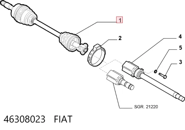 Półoś napędowa przednia lewa 46308023 Fiat/Alfa/Lancia