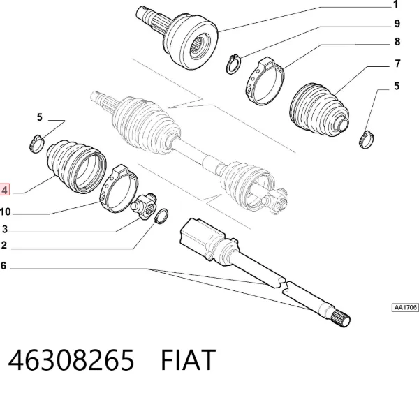 Osłona przegubu homokinetycznego półosi przedniej wewnętrzna 46308265 Fiat/Alfa/Lancia