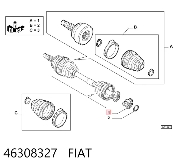 Przegub homokinetyczny wewnętrzny trójramienny 46308327 Fiat/Alfa/Lancia