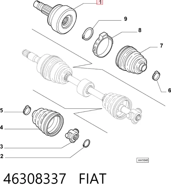 Przegub homokinetyczny przedni zewnętrzny 46308337 Fiat/Alfa/Lancia