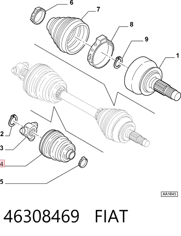 Osłona przegubu homokinetycznego półosi przedniej wewnętrzna 46308469 Fiat/Alfa/Lancia