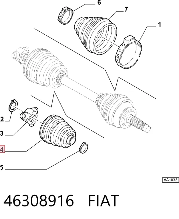 Osłona przegubu homokinetycznego półosi przedniej wewnętrzna 46308916 Fiat/Alfa/Lancia
