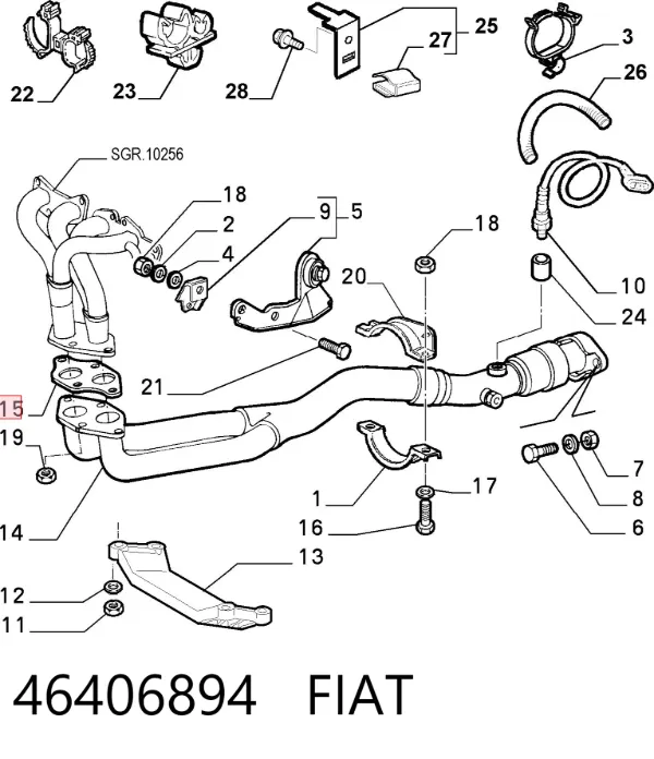Uszczelka rury odbiornika tłumika 46406894 Fiat/Alfa/Lancia