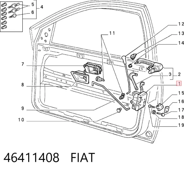 Zamek drzwi przednich prawych Fiat Tempra 159