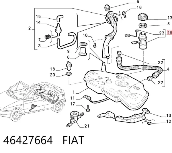 Moduł pompy paliwowej z czujnikiem poziomu paliwa 46427664 Fiat/Alfa/Lancia