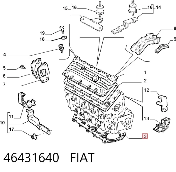 Uszczelka głowicy cylindrów 46431640 Fiat/Alfa/Lancia