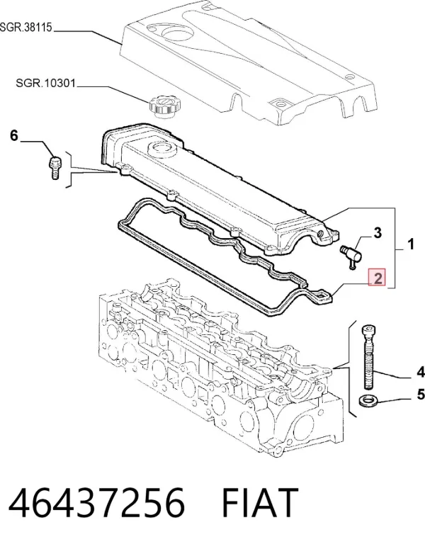 Uszczelka pokrywy zaworowej silnika 46437256 Fiat/Alfa/Lancia