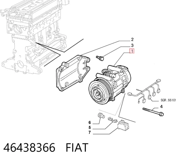 Sprężarka klimatyzacji 46438366 Fiat/Alfa/Lancia