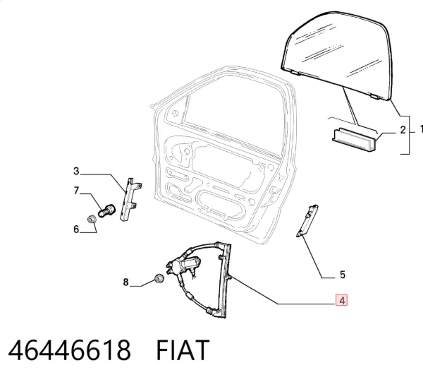 Mechanizm podnoszenia szyby drzwi przednich prawych 46446618 Fiat/Alfa/Lancia