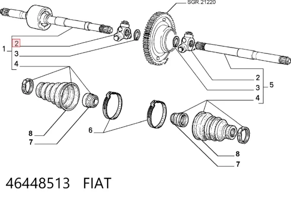 Przegub homokinetyczny wewnętrzny trójramienny 46448513 Fiat/Alfa/Lancia