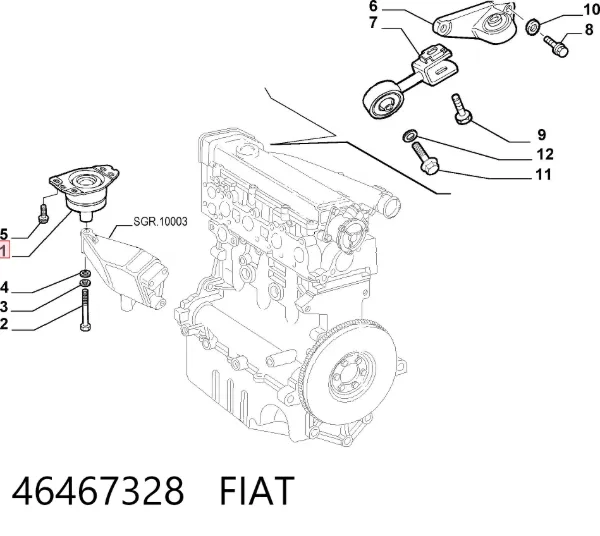 Poduszka (podpora) silnika prawa 46467328 Fiat/Alfa/Lancia