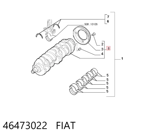 Wał korbowy silnika 46473022 Fiat/Alfa/Lancia