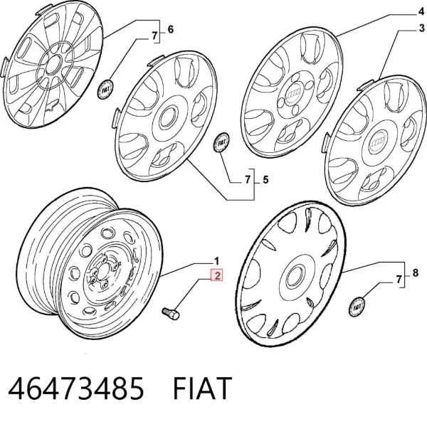 Śruba koła 46473485 Fiat/Alfa/Lancia