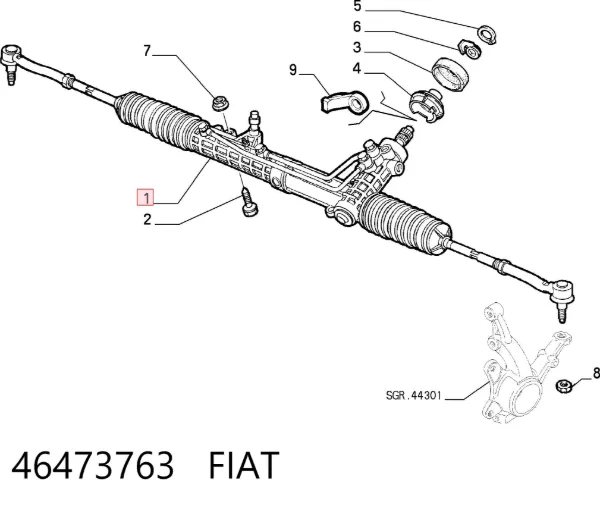 Listwa kierownicza (maglownica) 46473763 Fiat/Alfa/Lancia