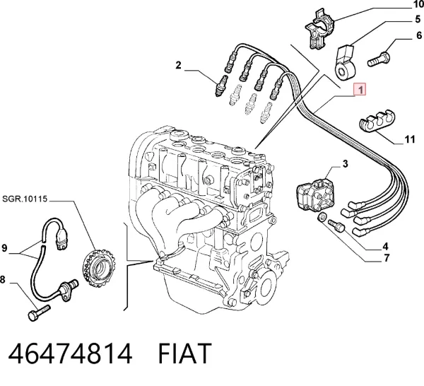 Zestaw przewodów wysokiego napięcia 46474814 Fiat/Alfa/Lancia