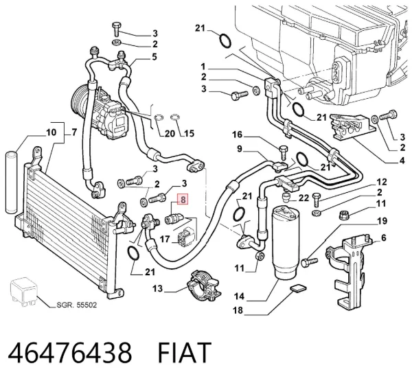 Czujnik ciśnienia bezwzględnego klimatyzacji 46476438 Fiat/Alfa/Lancia