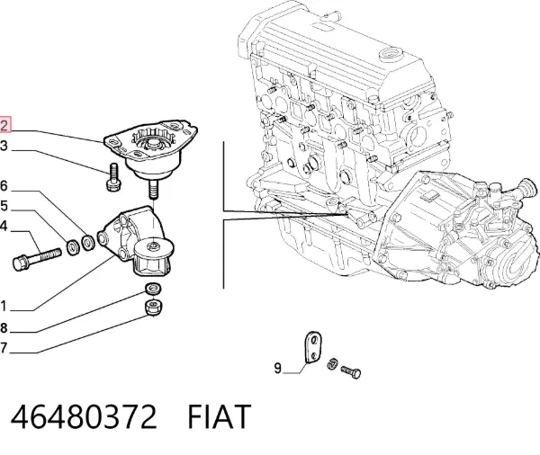 Poduszka (podpora) silnika przednia 46480372 Fiat/Alfa/Lancia
