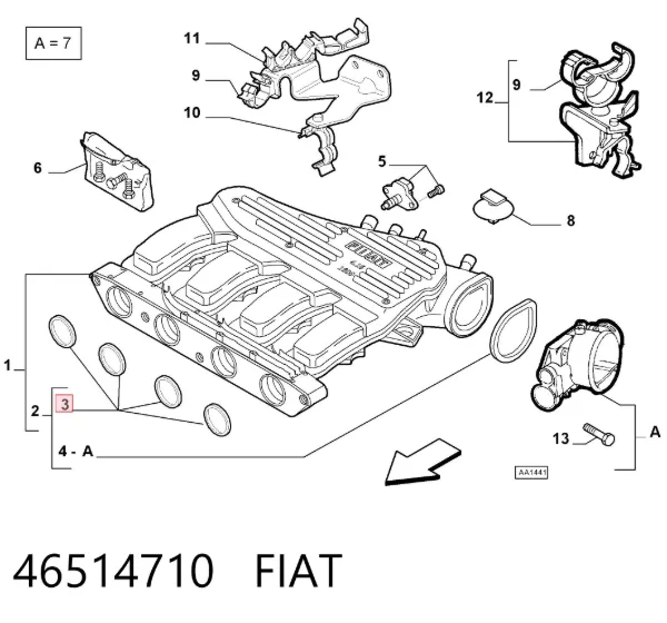 Uszczelka kolektora ssącego 46514710 Fiat/Alfa/Lancia