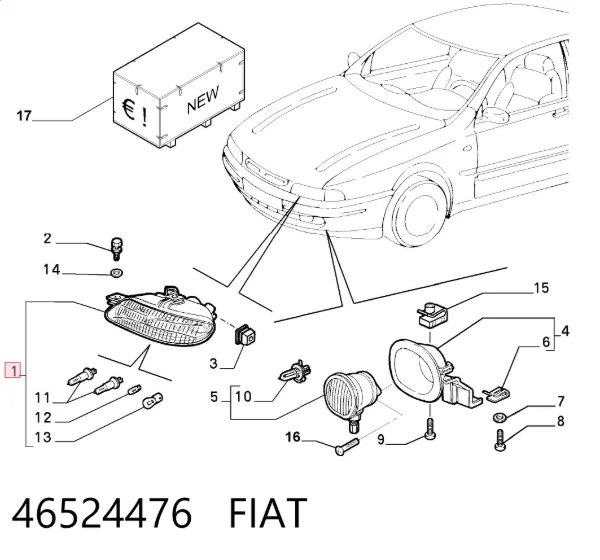 Reflektor lewy 46524476 Fiat/Alfa/Lancia