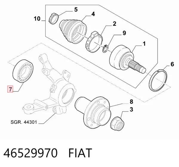 Łożysko piasty przedniej 46529970 Fiat/Alfa/Lancia