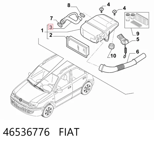 Króciec wentylacji kadłuba (separatora oleju) 46536776 Fiat/Alfa/Lancia
