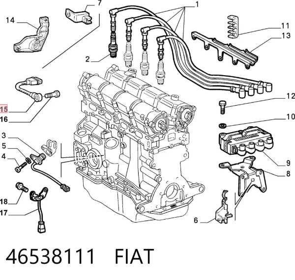Czujnik stukowy (czujnik spalania stukowego) 46538111 Fiat/Alfa/Lancia