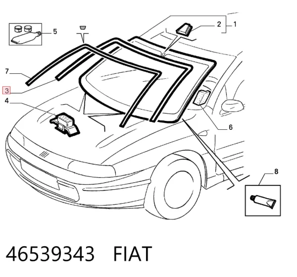 Uszczelka szyby przedniej 46539343 Fiat/Alfa/Lancia