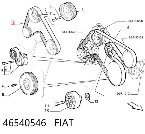 Pas napędowy mechanizmów 46540546 Fiat/Alfa/Lancia