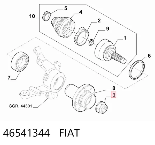Nakrętka piasty przedniej 46541344 Fiat/Alfa/Lancia