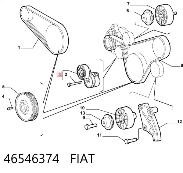 Napinacz paska napędowego 46546374 Fiat/Alfa/Lancia