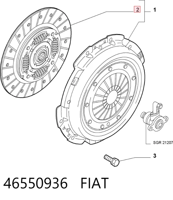 Zestaw sprzęgła (3 części) 46550936 Fiat/Alfa/Lancia