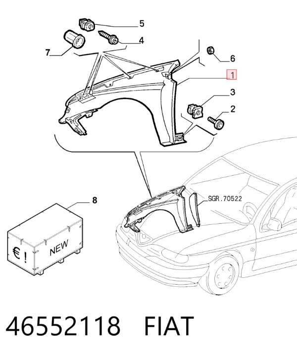 Błotnik przedni prawy Alfa Romeo 146 930