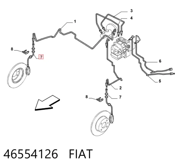 Przewód hamulcowy przedni 46554126 Fiat/Alfa/Lancia