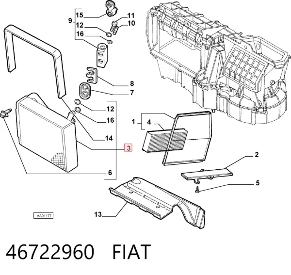 Parownik klimatyzacji 46722960 Fiat/Alfa/Lancia