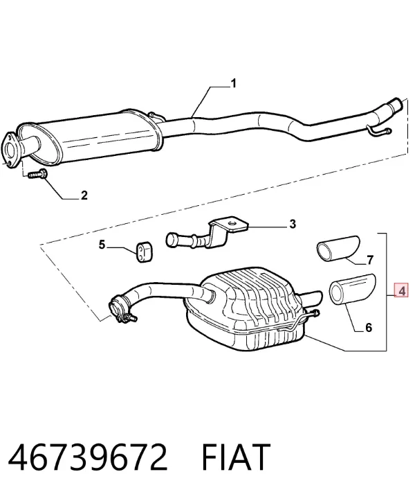Tłumik, tylna część 46739672 Fiat/Alfa/Lancia