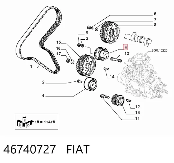 Rolka napinacza paska rozrządu 46740727 Fiat/Alfa/Lancia