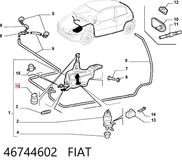 Korek zbiornika spryskiwacza 46744602 Fiat/Alfa/Lancia