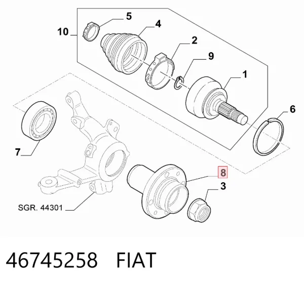 Piasta przednia 46745258 Fiat/Alfa/Lancia