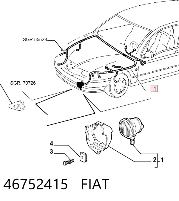 Lampa przeciwmgielna lewa 46752415 Fiat/Alfa/Lancia