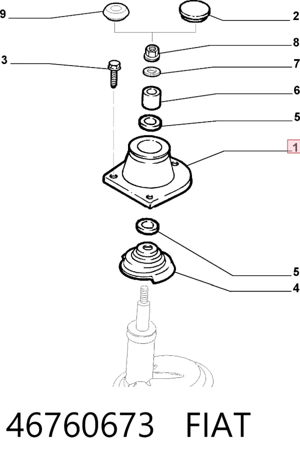 Podpora amortyzatora przedniego prawego 46760673 Fiat/Alfa/Lancia