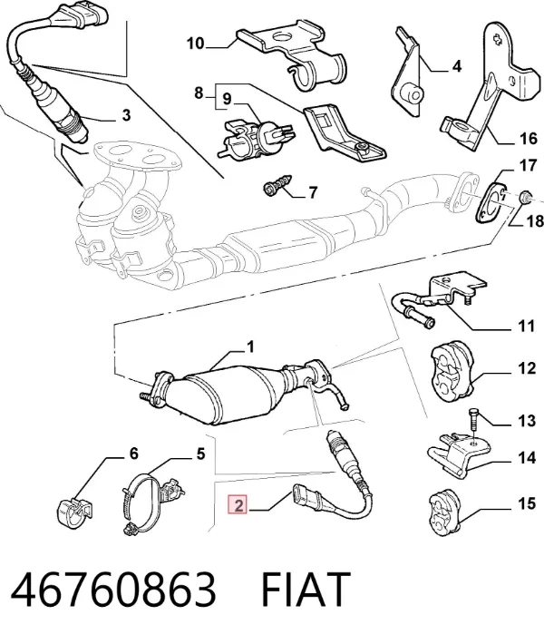 Sonda lambda czujnik tlenu po katalizatorze 46760863 Fiat/Alfa/Lancia
